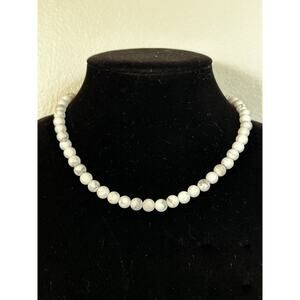 Handmade Matte Howlite Necklace 21.5 inches, Adjustable, With a Silver Extender
